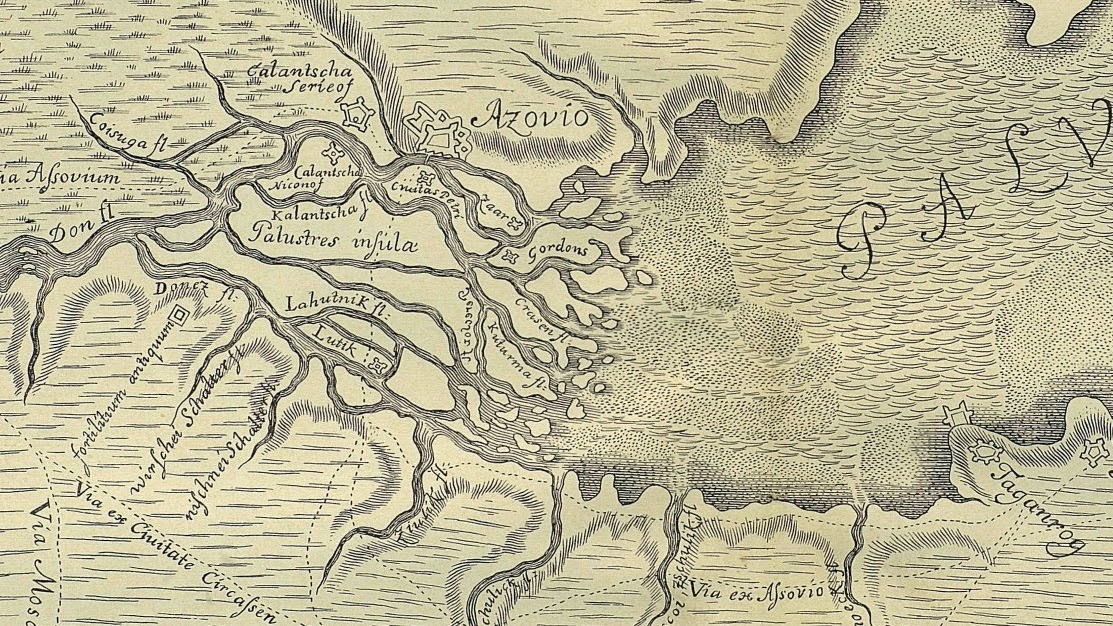 Карта окресностей Азов перед его захватом.