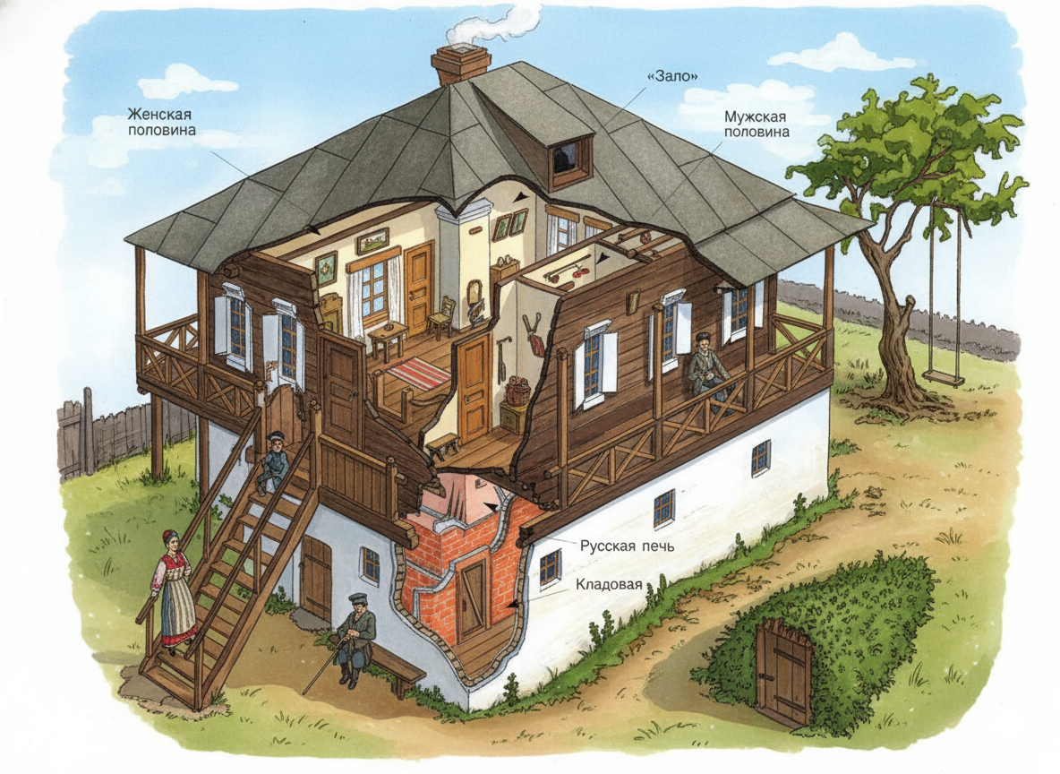 Дом зажиточного казака конца 17 и последующии века, реконструкция